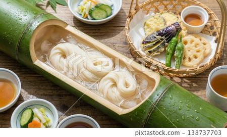 素麵和夏季蔬菜天婦羅 138737703