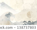 An elegant beige-toned Japanese texture, a modern background in the style of Ukiyo-e woodblock prints. 138737803