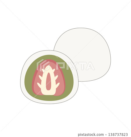 Strawberry Daifuku (Matcha Bean Paste) - Japanese Sweets - Hand-drawn Style - Clip Art Strawberry Daifuku (Matcha Bean Paste) - Japanese Sweets - Hand-drawn Style - Clip Art 138737823