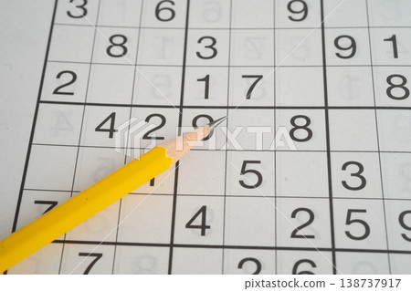Sudoku puzzle, game to play for keep you brain younger for developing Alzheimer disease in senior patient. Sudoku puzzle, game to play for keep you brain younger for developing Alzheimer disease in senior patient. 138737917