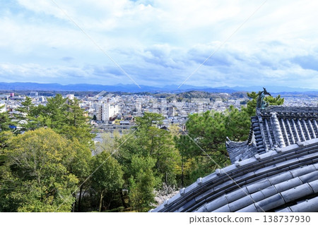 從伊賀上野城天守閣(朝向伊賀市站)眺望伊賀市的街景。 從伊賀上野城天守閣(朝向伊賀市站)眺望伊賀市的街景。 138737930