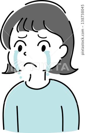 Simple illustration of a woman crying (emotion, stress, anxiety, trouble, relationships, character image) Simple illustration of a woman crying (emotion, stress, anxiety, trouble, relationships, character image) 138738045