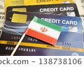Iran flag on credit card, finance economy trading shopping online business. 138738106