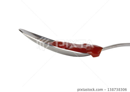 A spoon and ketchup. isolated on white background A spoon and ketchup. isolated on white background 138738306