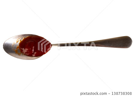 A spoon and ketchup. isolated on white background A spoon and ketchup. isolated on white background 138738308