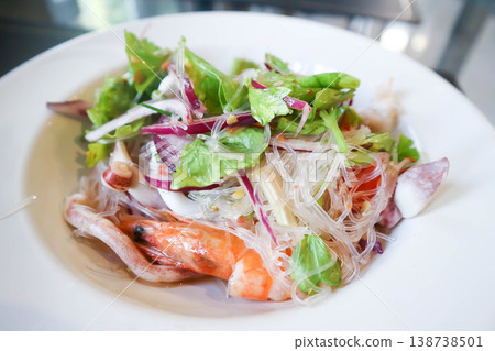 spicy salad or noodles salad, Thai spicy salad or vermicelli and seafood salad or vermicelli salad or grass noodles salad spicy salad or noodles salad, Thai spicy salad or vermicelli and seafood salad or vermicelli salad or grass noodles salad 138738501