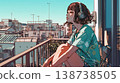 A woman listening to music on her balcony 138738505