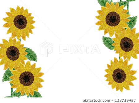 [Sunflower Horizontal Frame] Hand Embroidery Illustration Material 138739483