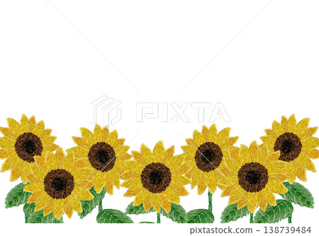 [Sunflower Horizontal Frame] Hand Embroidery Illustration Material 138739484