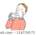 A simple illustration of a man drinking tea. 138739572