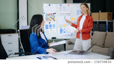 Woman people meeting team brainstorming on their project with laptop, smartphone and digital tablet. Woman people meeting team brainstorming on their project with laptop, smartphone and digital tablet. 138739610