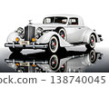 Stunning white 1936 Packard classic car coupe, showcasing timeless luxury and vintage design. Perfect for automotive enthusiasts and historical themes. 138740045