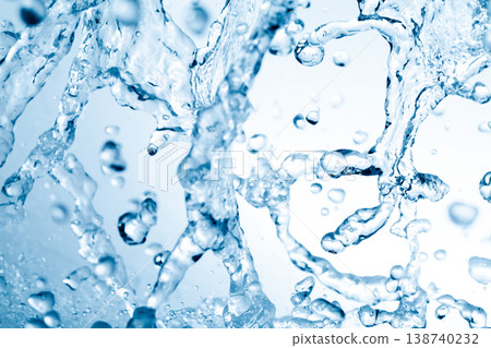 Water splashes against an abstract blue background for beauty purposes. Water splashes against an abstract blue background for beauty purposes. 138740232