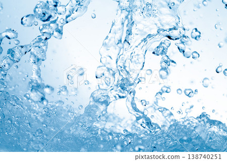 Water splashes against an abstract blue background for beauty purposes. Water splashes against an abstract blue background for beauty purposes. 138740251