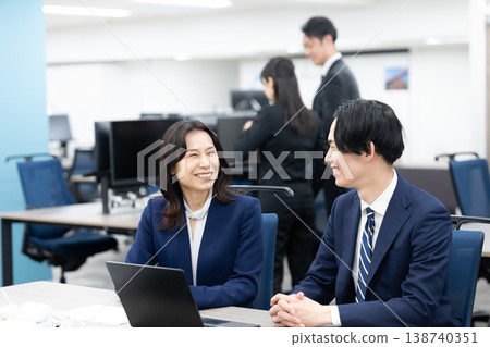 Female manager and male employee 138740351