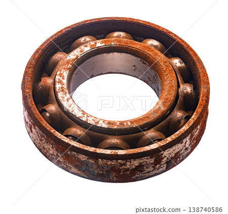rusty bearing close-up on a white isolated background 138740586