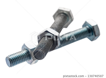 construction bolts close-up on a white isolated background construction bolts close-up on a white isolated background 138740587