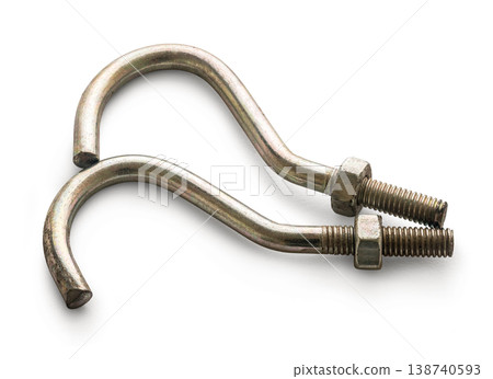 Hook bolt close-up on a white isolated background Hook bolt close-up on a white isolated background 138740593
