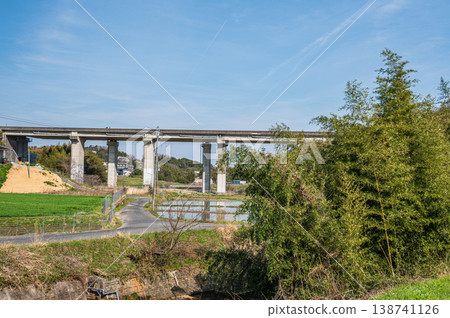 A road crossing terraced rice fields, Ogi, Otsu City, Shiga Prefecture A road crossing terraced rice fields, Ogi, Otsu City, Shiga Prefecture 138741126