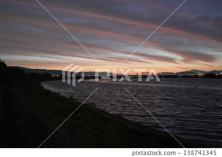 on the riverbed in the morning on the riverbed in the morning 138741345