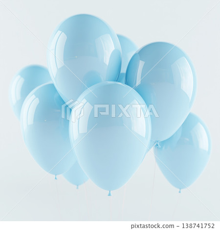 Blue glossy balloons cluster shown isolated on white background, concept of celebration freshness joy Blue glossy balloons cluster shown isolated on white background, concept of celebration freshness joy 138741752