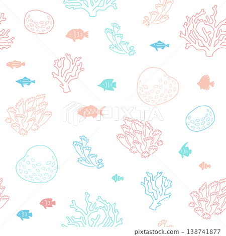 珊瑚和海洋生物的模式 138741877