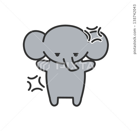 Cute hand-drawn style elephant illustration - angry Cute hand-drawn style elephant illustration - angry 138742043
