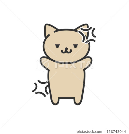 可愛的手繪風格貓咪插畫 - 生氣 138742044