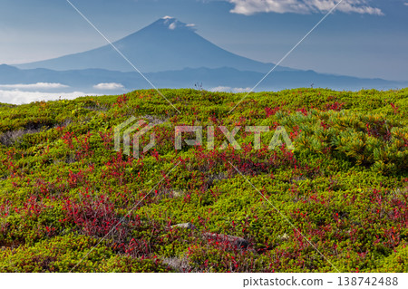 金峰山脊和富士山雲霧繚繞,秋色迷人。 金峰山脊和富士山雲霧繚繞,秋色迷人。 138742488
