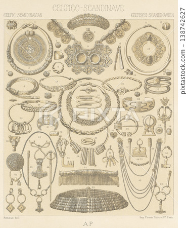 凱爾特和斯堪的納維亞飾品插圖 138742627