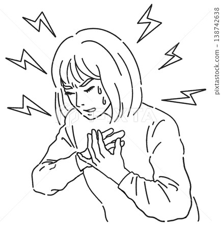 An illustration of a woman with a throbbing heartache. 138742638