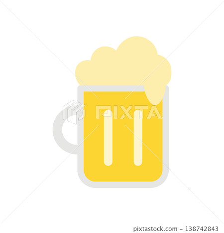 An illustration of draft beer poured into a simple and cute mug. An illustration of draft beer poured into a simple and cute mug. 138742843