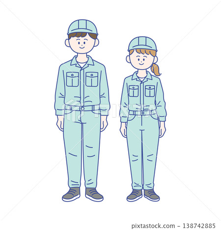 Full-body illustrations of male and female workers Full-body illustrations of male and female workers 138742885