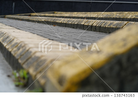 Steps with yellow edges abstract perspective 138743163