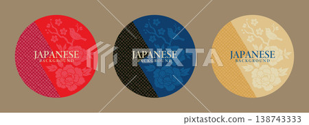 Japanese style circular background frame set Japanese style circular background frame set 138743333