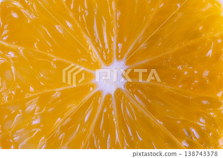 Close ripe orange segment gleaming, pastry chef prepping garnish concept, crystalline juice beads and delicate pith create refined culinary texture for desserts Close ripe orange segment gleaming, pastry chef prepping garnish concept, crystalline juice beads and delicate pith create refined culinary texture for desserts 138743378