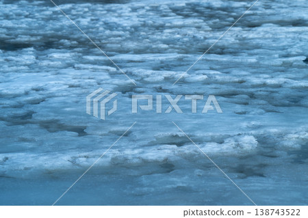 Frozen water breakdown. Ice melting creates puddles and cracks. Ice surface transforms into pools with cracks. Slushy lake ice reflects early spring cool and cracked layers Frozen water breakdown. Ice melting creates puddles and cracks. Ice surface transforms into pools with cracks. Slushy lake ice reflects early spring cool and cracked layers 138743522