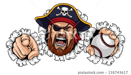 Pirate Baseball Ball Sports Mascot Illustration Pirate Baseball Ball Sports Mascot Illustration 138743617