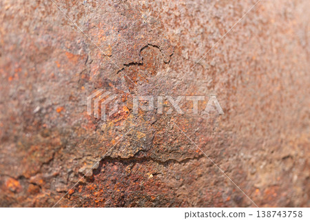 Artistic depiction of oxidized metal with vibrant layered paint effects. Abstract industrial scene emphasizing rusted metal surfaces with tonal variations and textured details Artistic depiction of oxidized metal with vibrant layered paint effects. Abstract industrial scene emphasizing rusted metal surfaces with tonal variations and textured details 138743758