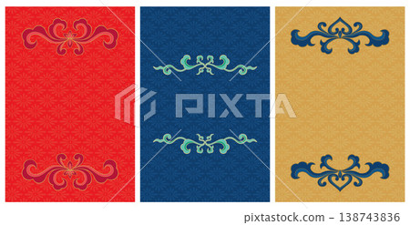 Vintage Asian Card Design Set Vintage Asian Card Design Set 138743836