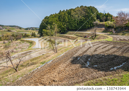 Springtime terraced rice fields in Ogi, Otsu City, Shiga Prefecture Springtime terraced rice fields in Ogi, Otsu City, Shiga Prefecture 138743944