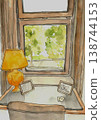 一幅復古風格的水彩窗台插畫[手繪] 138744153