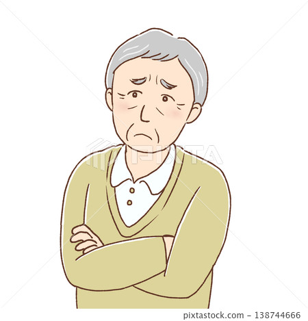 滿臉煩惱的老人 138744666
