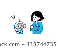 An illustration of a woman and a deep-thinking AI robot. 138744735