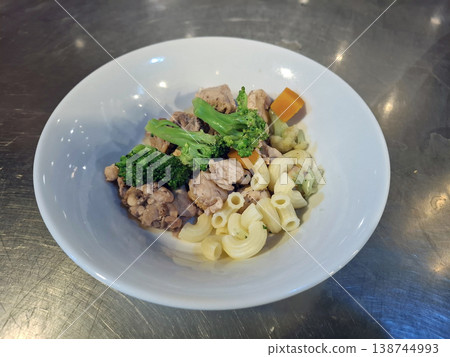 Realistic Casual Chicken Pasta with Broccoli and Vegetables Simple Meal Realistic Casual Chicken Pasta with Broccoli and Vegetables Simple Meal 138744993