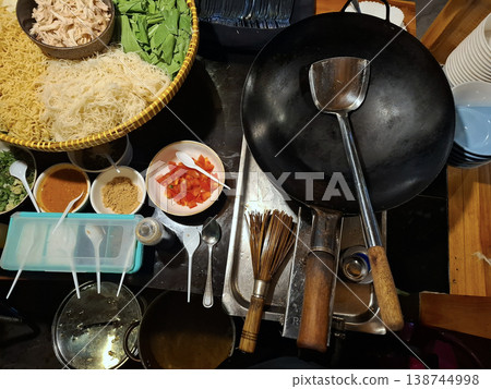 A Documentary Lively Scene of Ingredients for Asian Noodles and Wok Cooking Preparation A Documentary Lively Scene of Ingredients for Asian Noodles and Wok Cooking Preparation 138744998