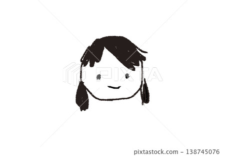 Hand-drawn crayon-style illustration of a girl's face (colored in dark brown) Hand-drawn crayon-style illustration of a girl's face (colored in dark brown) 138745076