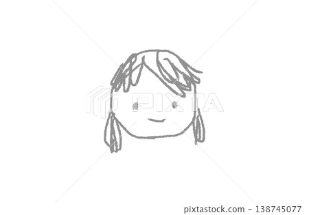 Hand-drawn crayon-style illustration of a girl's face (gray lines) Hand-drawn crayon-style illustration of a girl's face (gray lines) 138745077