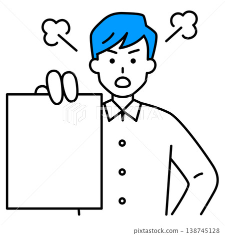 A young man shows the documents and gets angry. 138745128
