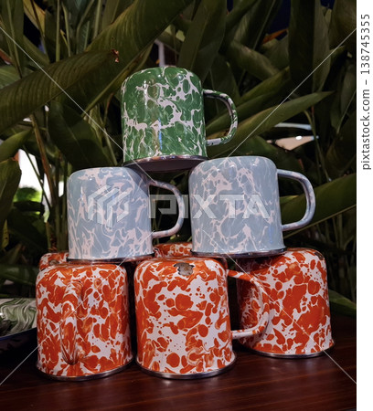 Vintage Rustic Still Life Mugs Create a Nostalgic Charming Scene 138745355